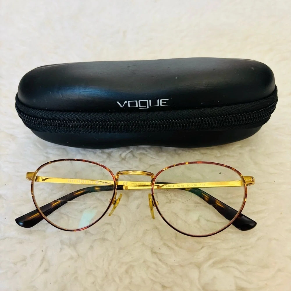 Vogue Gold and Brown Tortoiseshell Glasses Frame Only with Black Case